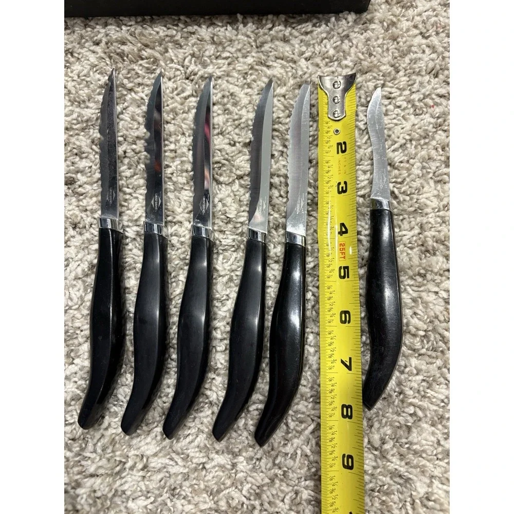 Vintage West Bend Steak Knives Set of 6 Hand Crafted USA Serrated Blades Boxed